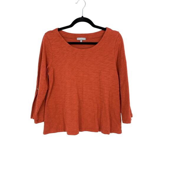 Habitat Tops - Habitat T-Shirt 3/4 Sleeve Womens Small Red Orange Slub Knit Top